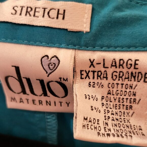 Duo Maternity Stretch Collard Sleeveless Tank With Tie Back Teal Size XL - Picture 6 of 8